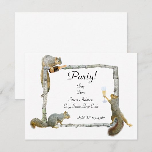 Uitnodiging voor eekhoorns (Voorkant / Achterkant)