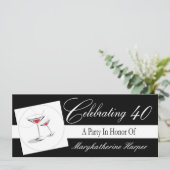 Uitnodiging voor een 40e verjaardag cocktail Party (Staand voorkant)