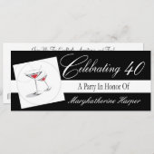 Uitnodiging voor een 40e verjaardag cocktail Party (Voorkant / Achterkant)