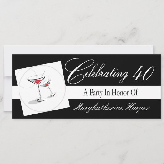 Uitnodiging voor een 40e verjaardag cocktail Party (Voorkant)