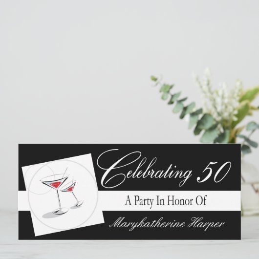 Uitnodiging voor een 50e verjaardag (Staand voorkant)