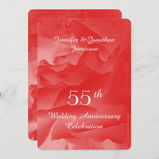 Uitnodiging voor een 55e bruiloft-Jubileum partij, (Voorkant / Achterkant)