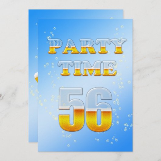 uitnodiging voor een 56e verjaardag met bier (Voorkant / Achterkant)