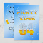 uitnodiging voor een 64e verjaardag met bier (Voorkant / Achterkant)