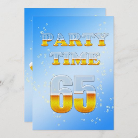 uitnodiging voor een 65e verjaardag met bier (Voorkant / Achterkant)