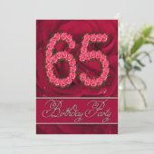 uitnodiging voor een 65e verjaardag met rozen (Staand voorkant)