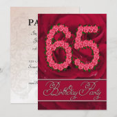 uitnodiging voor een 65e verjaardag met rozen (Voorkant / Achterkant)