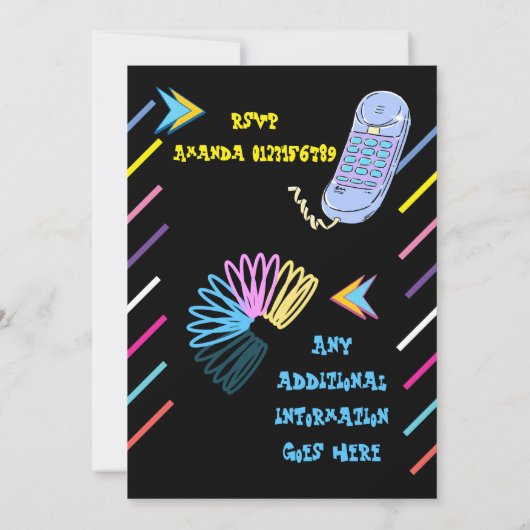 Uitnodiging voor een 80's feest retro jaren 80 vie (Achterkant)