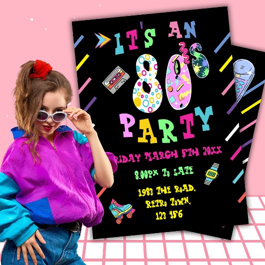 Uitnodiging voor een 80's feest retro jaren 80 vie