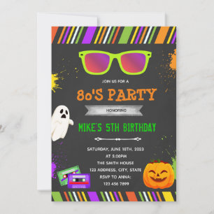 Uitnodiging voor een 80's Halloween verjaardagsfee