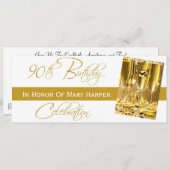 Uitnodiging voor een 90e verjaardag van de feestda (Voorkant / Achterkant)