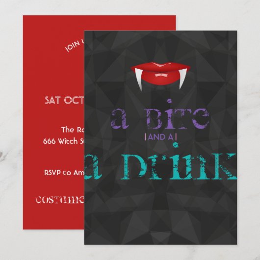Uitnodiging voor een A Bite and a Drink volwassene (Voorkant / Achterkant)