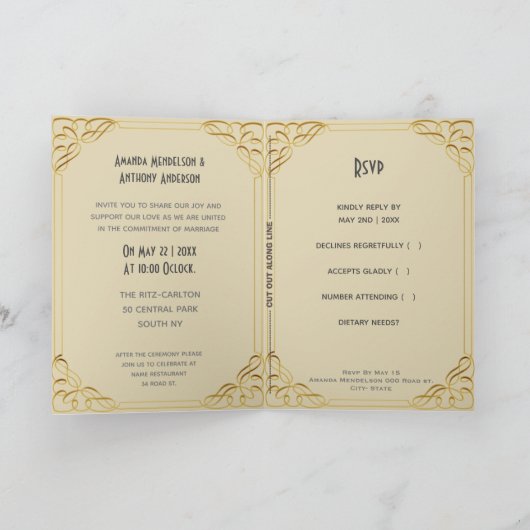 Uitnodiging voor een aangepast bruiloft en rsvp (Binnen)