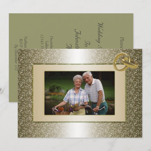Uitnodiging voor een aangepaste foto-huwelijksjubi (Voorkant / Achterkant)