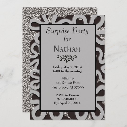 Uitnodiging voor een Abstracte partij voor zwarte  (Voorkant / Achterkant)