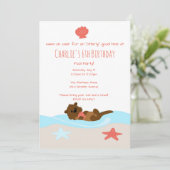 Uitnodiging voor een Adorable Otter Feestje (Staand voorkant)