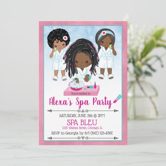 Uitnodiging voor een Afrikaans-Amerikaans Spa-fees (Staand voorkant)