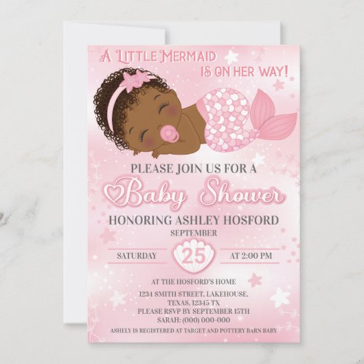 Uitnodiging voor een Afrikaans-Amerikaanse babymei (Voorkant)