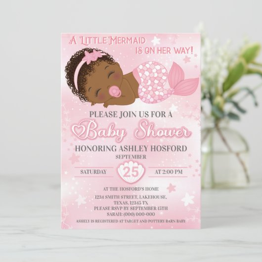 Uitnodiging voor een Afrikaans-Amerikaanse babymei (Staand voorkant)