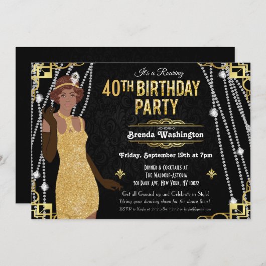 uitnodiging voor een Afrikaans-Amerikaanse "Flappe (Voorkant / Achterkant)