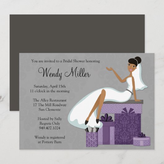 Uitnodiging voor een Afrikaanse Amerikaanse bridal (Voorkant / Achterkant)