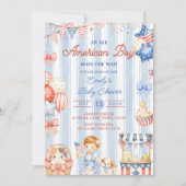 Uitnodiging voor een 'All American Boy' babyshower (Voorkant)