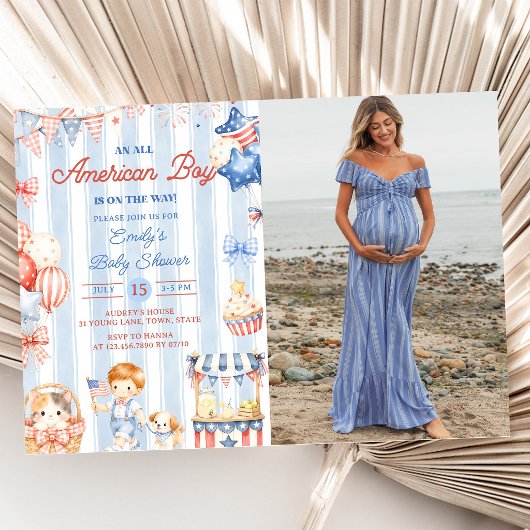 Uitnodiging voor een 'All American Boy' babyshower