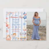Uitnodiging voor een 'All American Boy' babyshower (Voorkant)