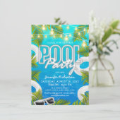 Uitnodiging voor een All White Pool Party (Staand voorkant)