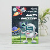 Uitnodiging voor een astronaut- en ruimteraketverj (Staand voorkant)