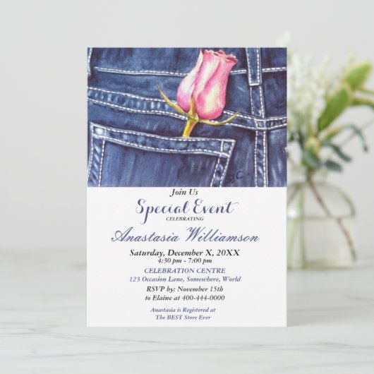 UITNODIGING VOOR EEN AVOND-UIT-FEEST (Staand voorkant)