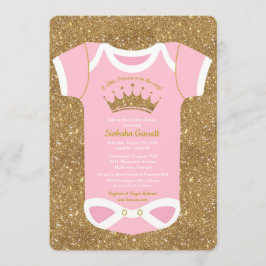 Uitnodiging voor een baby girl roze & gouden baby 