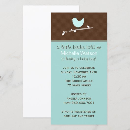 Uitnodiging voor een baby shower (Voorkant / Achterkant)