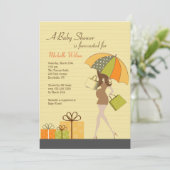 Uitnodiging voor een baby shower (blanke aanstaand (Staand voorkant)