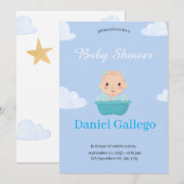 Uitnodiging voor een Baby shower Boy - Sweet (Voorkant / Achterkant)