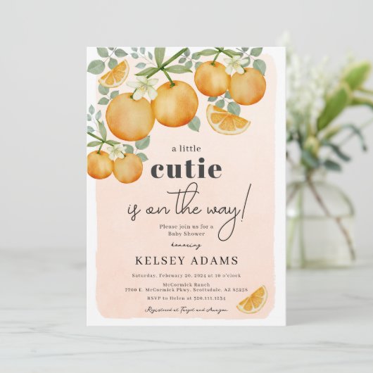 Uitnodiging voor een Baby Shower: Een Klein Schatj (Staand voorkant)