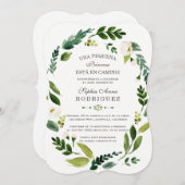 Uitnodiging voor een Baby Shower met charmante wit (Voorkant / Achterkant)