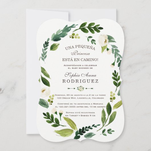 Uitnodiging voor een Baby Shower met charmante wit (Voorkant)