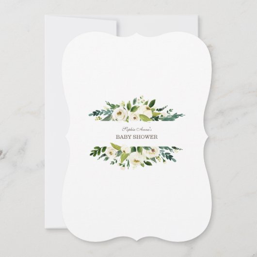 Uitnodiging voor een Baby Shower met charmante wit (Achterkant)