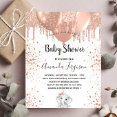 Uitnodiging voor een baby shower met roze olifant