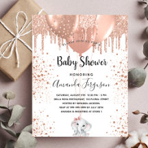 Uitnodiging voor een baby shower met roze olifant 