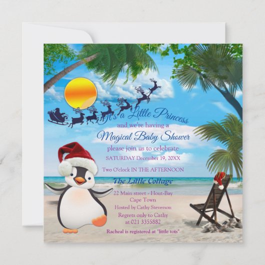 Uitnodiging voor een Baby shower met zomerkerst (Achterkant)