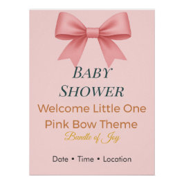 Uitnodiging voor een Baby Shower | Roze Strik | Bu Perfect Poster