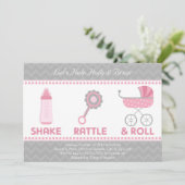 Uitnodiging voor een baby shower - Schudden, Ramme (Staand voorkant)