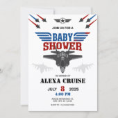 Uitnodiging voor een Baby shower van een straaljag (Voorkant)