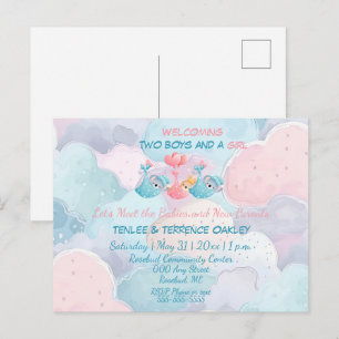 Uitnodiging voor een baby shower voor drieling Twe