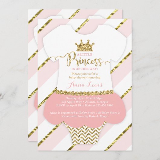 Uitnodiging voor een baby shower voor een kleine p (Voorkant / Achterkant)