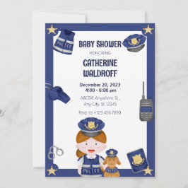Uitnodiging voor een baby shower voor een politie 