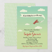 uitnodiging voor een Baby shower voor vliegtuigver (Voorkant / Achterkant)