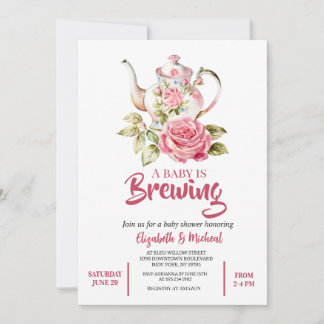 Uitnodiging voor een babyborrel: een baby brouwt